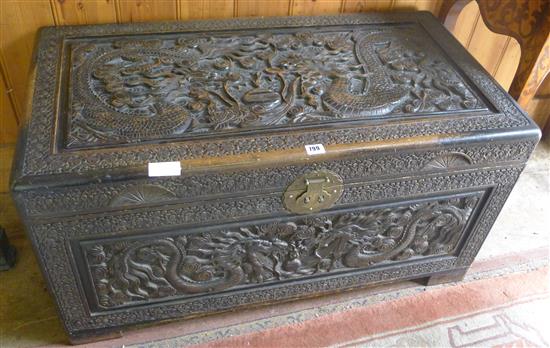 Chinese carved wood dragon trunk